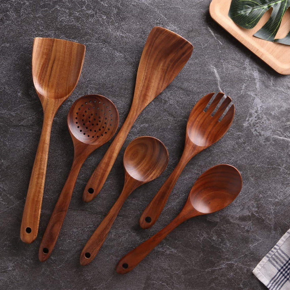 Handcrafted Wooden Spoon Spatula (Set of 6)