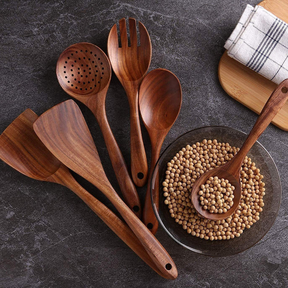 Handcrafted Wooden Spoon Spatula (Set of 6)